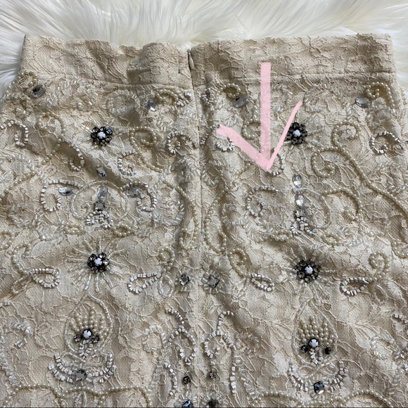 ✨HP✨ NWOT Zara Chandelier Ivory Cream Jewel Beaded Embellished Skirt Sz Small - Picture 11 of 11